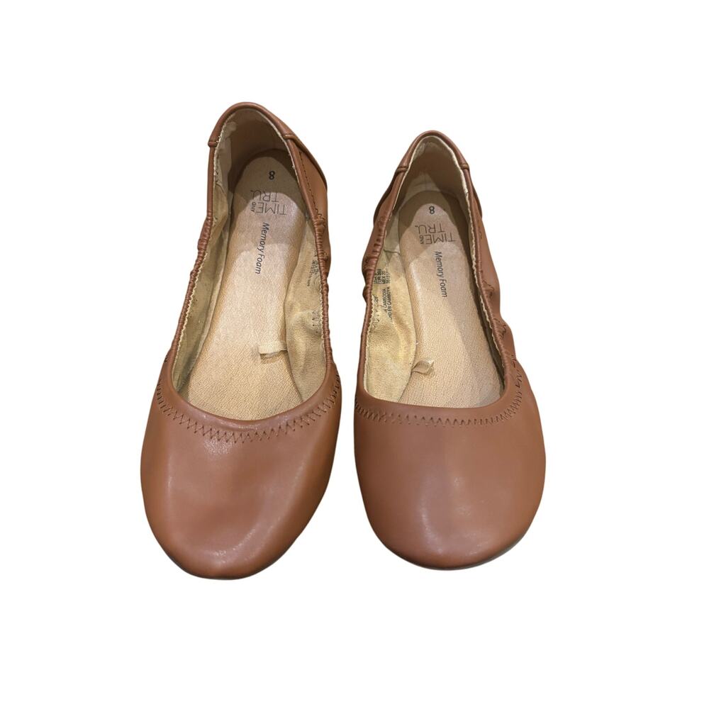 Time and Tru Tan Leather-Look Ballet Flats